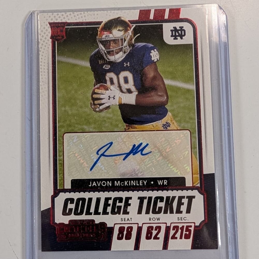 2021 Panini Contenders Draft Picks Javon McKinley College Ticket Auto Red